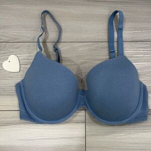 VICTORIA'S SECRET Blue T-Shirt Lightly Lined Cotton Demi Bra size 36D